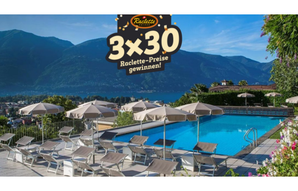Gagnez 4× 1 un week-end dans un hôtel 4* de CHF 800.- / 8 forfaits gourmands pour une durée d'un an et recevez 12 fois par an le fromage à raclette du mois etc...