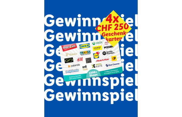 Gagnez 4 bons d’achats One4all d’une valeur de CHF 250.-