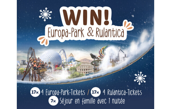 Gagnez une excursion en famille d'une journée à Europa-Park ou à l'univers aquatique Rulantica ou un séjour incluant une nuitée à l'Europa-Park Resort, d'une valeur totale de CHF 14'500.- (RAPPEL de ce concours déjà proposé le 14 septembre)