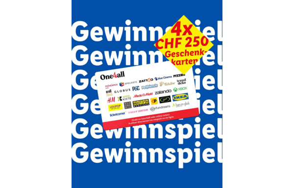 Gagnez l'un des 4 bons d’achats One4all d’une valeur de CHF 250.- pour votre prochaine journée shopping!