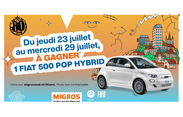 Gagnez une FIAT 500 qui est à nouveau en jeu, du jeudi 23 juillet au mercredi 29 juillet