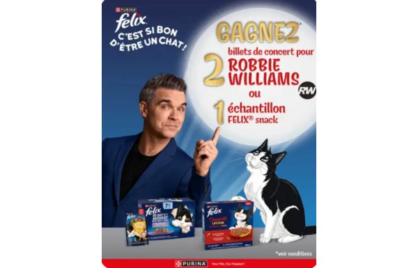 Gagnez 2 billets de concert pour Robbie Williams ou 1x échantillon FELIX snacks