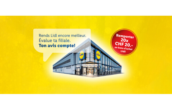 Gagnez l'un des 20 bons d’achat Lidl d’une valeur de CHF 20.- chacun