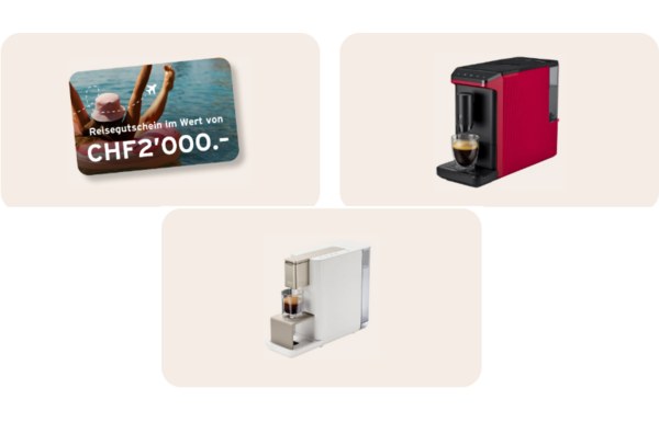 Gagnez 1 bon de voyge de CHF 2'000.- / 1 machine à café Esperto Mini et 1 machine à café Qbo ICONIC