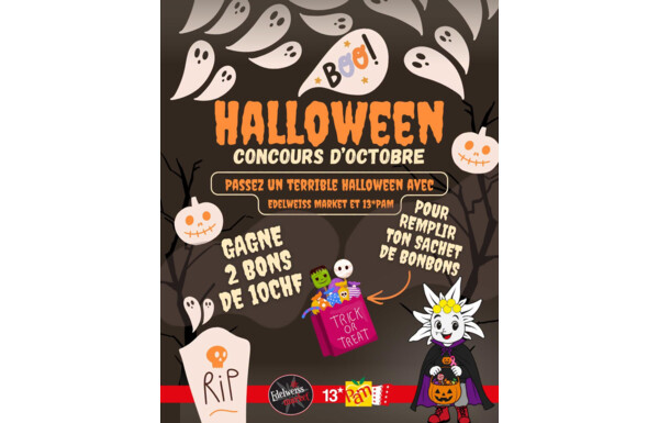 Gagnez 2 bons d’une valeur de CHF 10.- chacun afin de remplir votre sachet de bonbons pour Halloween !
